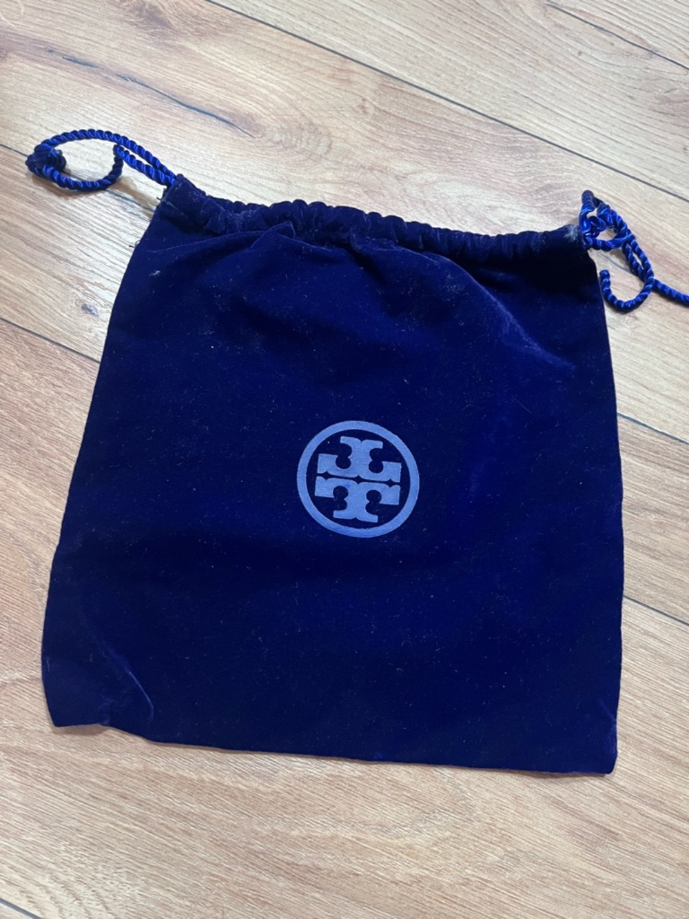 Tory Burch Navy Velvet Drawstring Pouch
